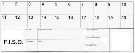 Cartellino testimone F.I.S.O. con caselle da 1 a 20